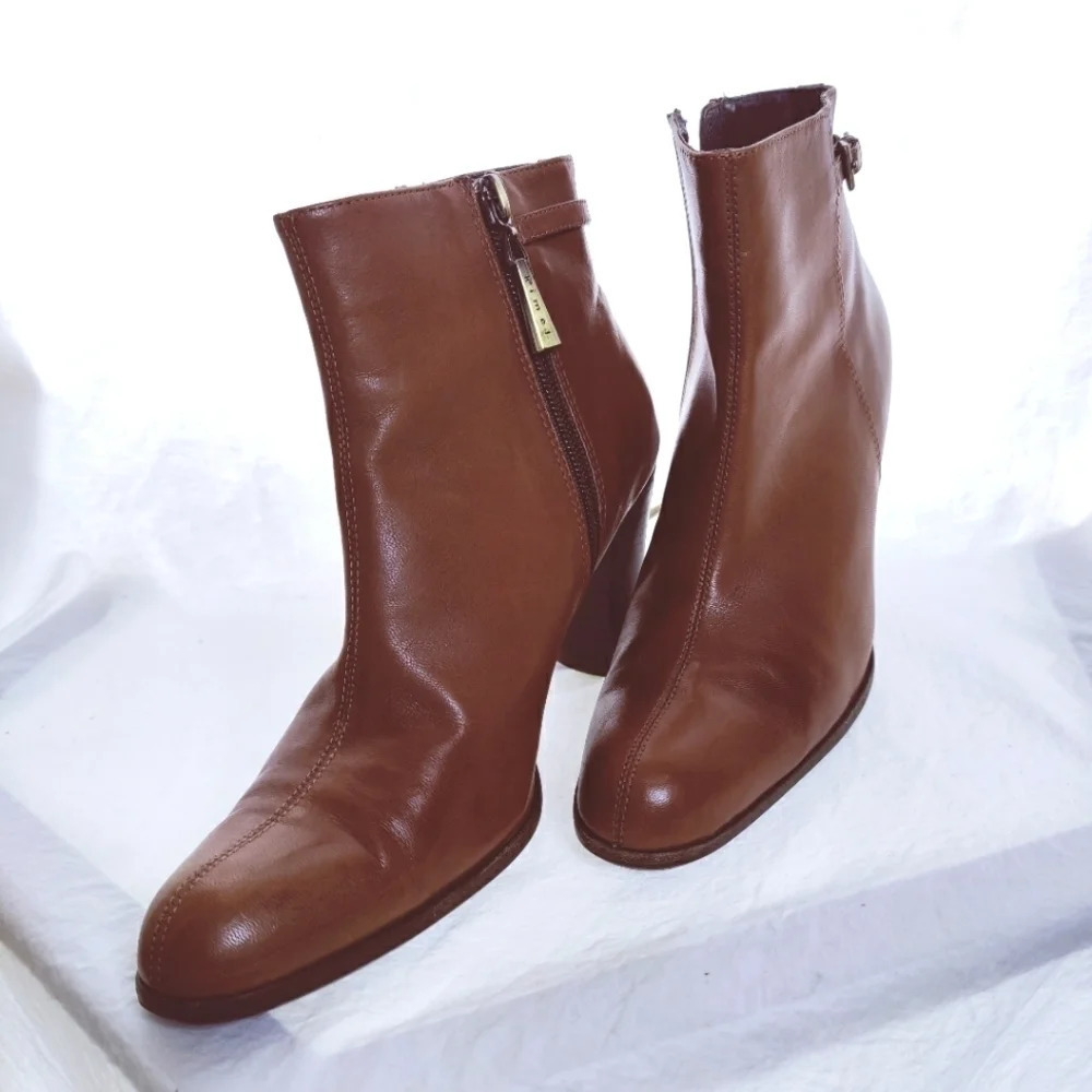 KIMEL Cognac Genuine Leather Booties - Picture 11 of 16
